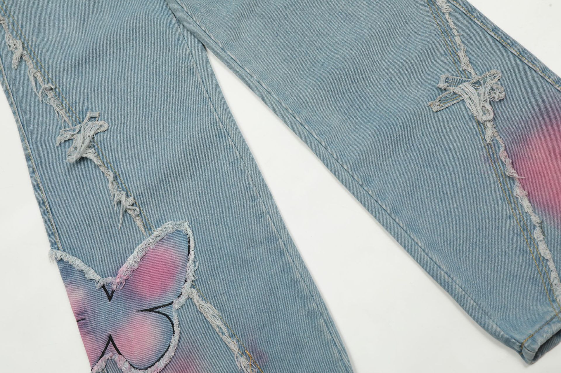 Sweet Cute Butterfly Wash Denim Trousers - Image 19