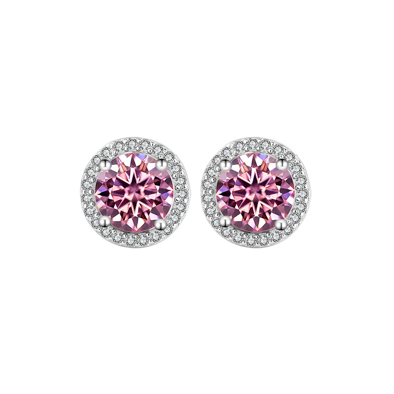 Orecchini a perno borsa rotonda moissanite argento sterling S925 merce originale semplice gra