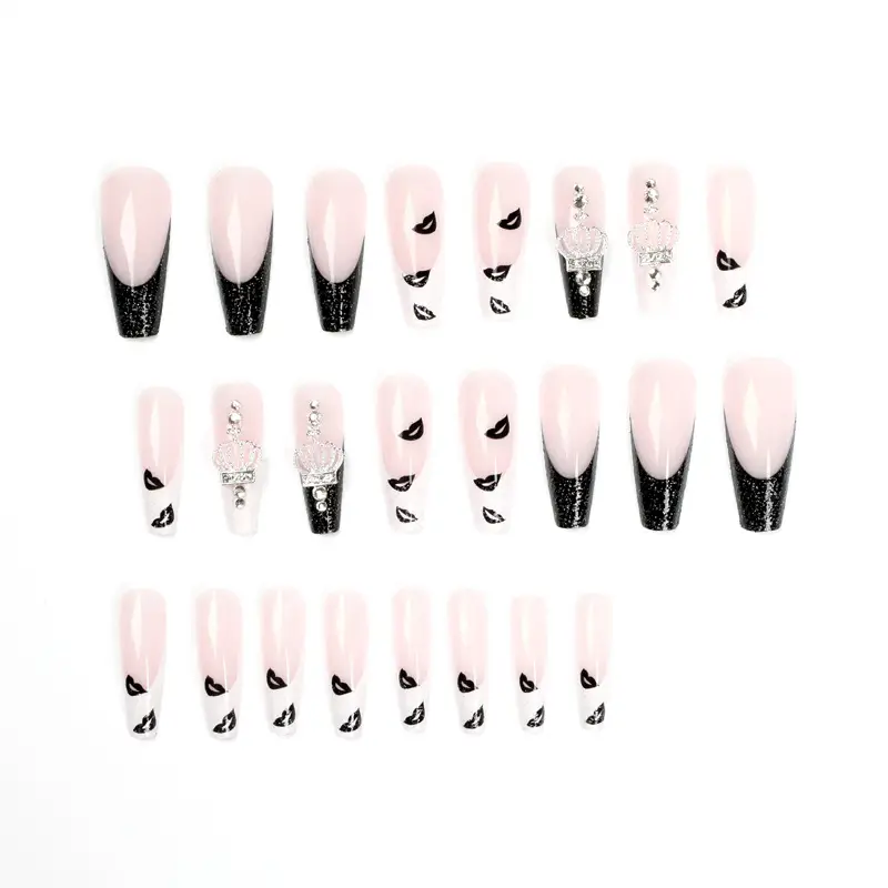 Black And White Lip Print Crown Nail Sticker