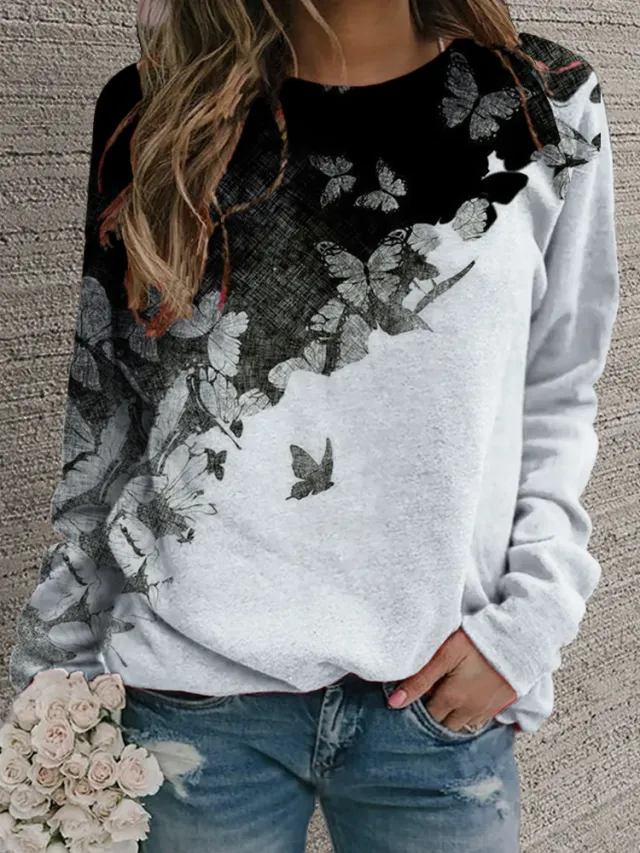 Women's Retro Casual Fashion Round Neck Sweater Figure 5 2Xl - Shop at LoveMi