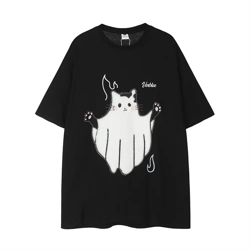 Funny Kitten Short Sleeve Boys Street Fashion Hair