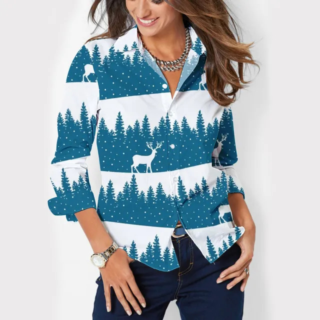 Women's Button Lapel Long Sleeve Shirt Ncsc0007 - Shop at LoveMi