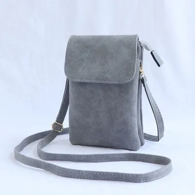 Retro Mini Multi-compartment Mobile Phone Shoulder Messenger Bag - Gray