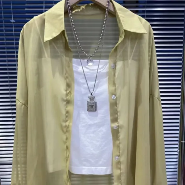 Pearl Yarn Women's Design Sense Niche Thin Long sleeved Jacket Yellow - Shop at LoveMi