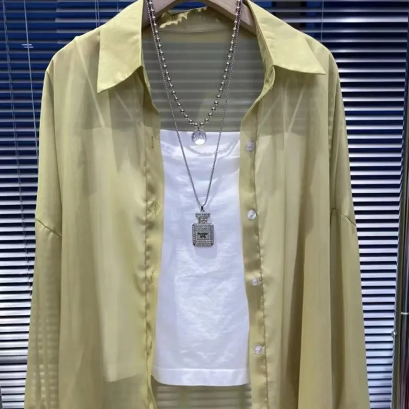 Pearl Yarn Women's Design Sense Niche Thin Long-sleeved Jacket - Yellow