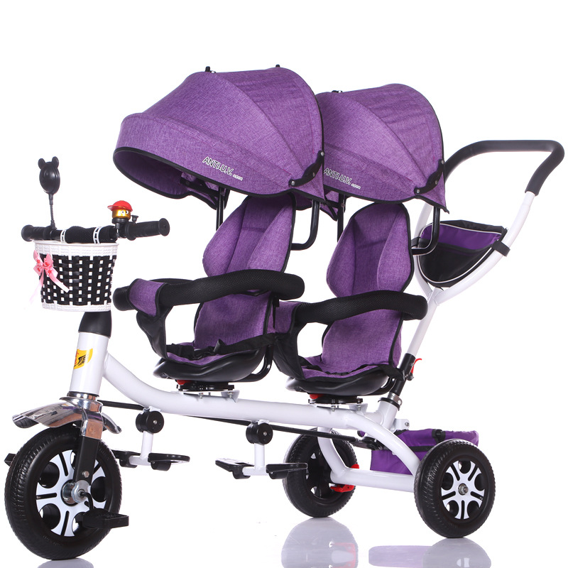 Poussette tricycle jumelle légère pour bébé – Image 5