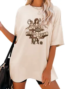Women's Fashion Casual The Hell I Won't Print Round Neck Short Sleeve - Sand Colour-S - View 1