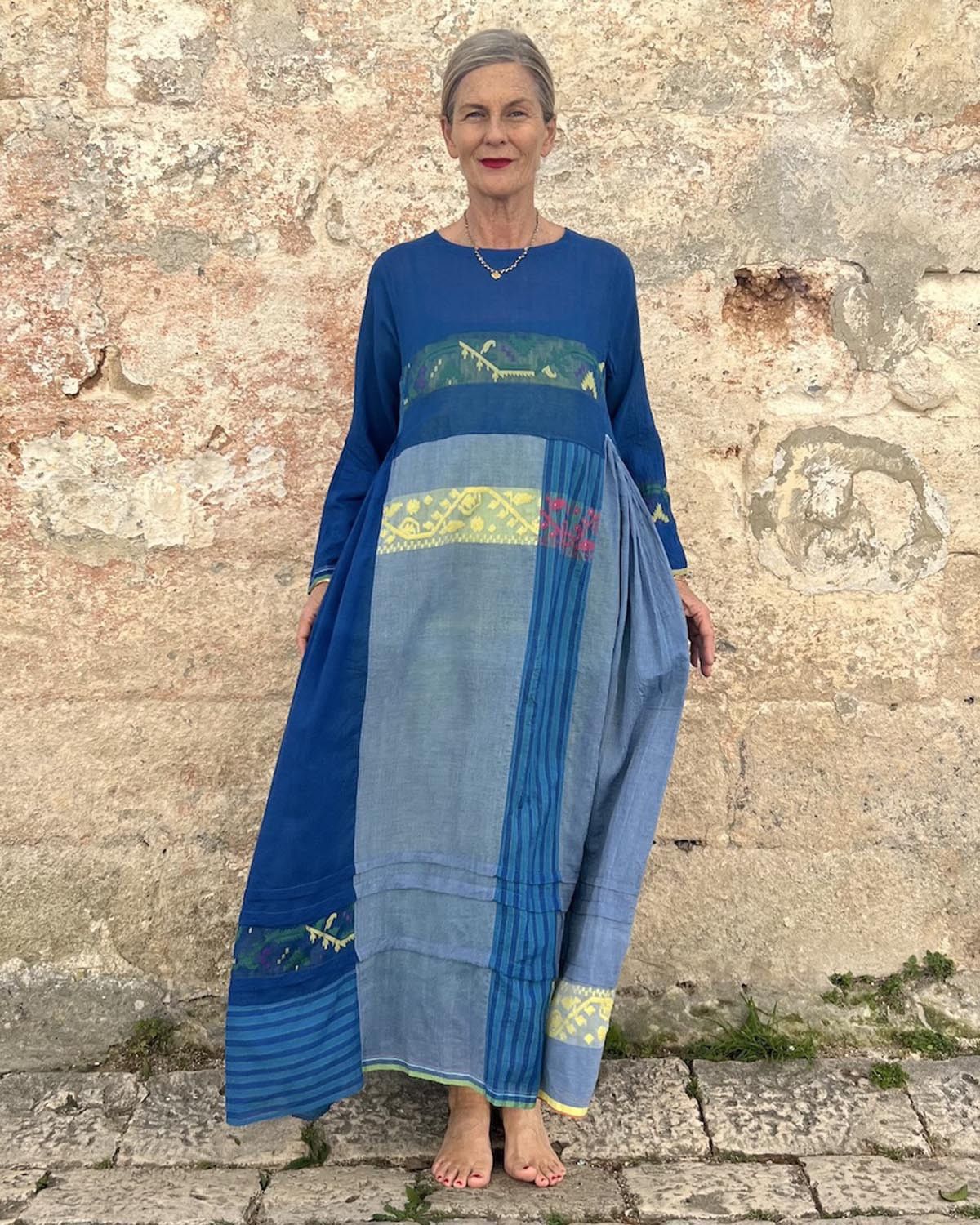 Round Neck Loose Long Sleeves Dress Comfortable 3D Digital Printing Style 2 S - Shop at LoveMi