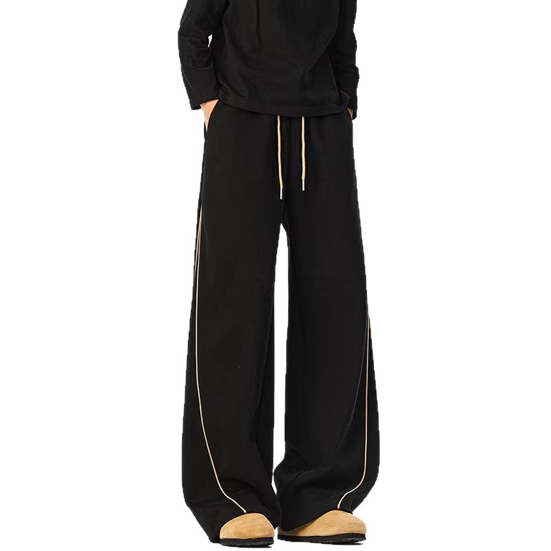 Mens Black Striped Sports Sweatpants