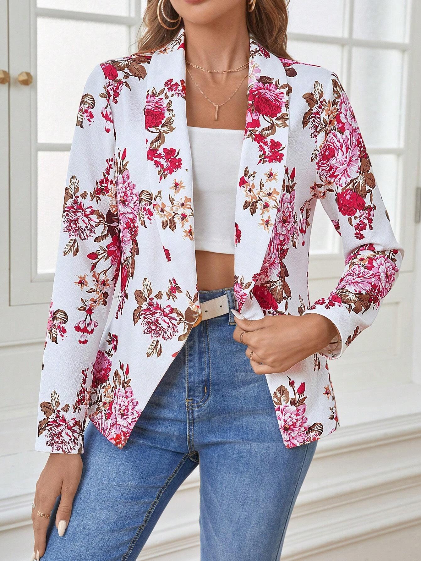 Cardigan Coat Candy Color Loose Print Casual Long Sleeve Ladies G76Z15 - Shop at LoveMi