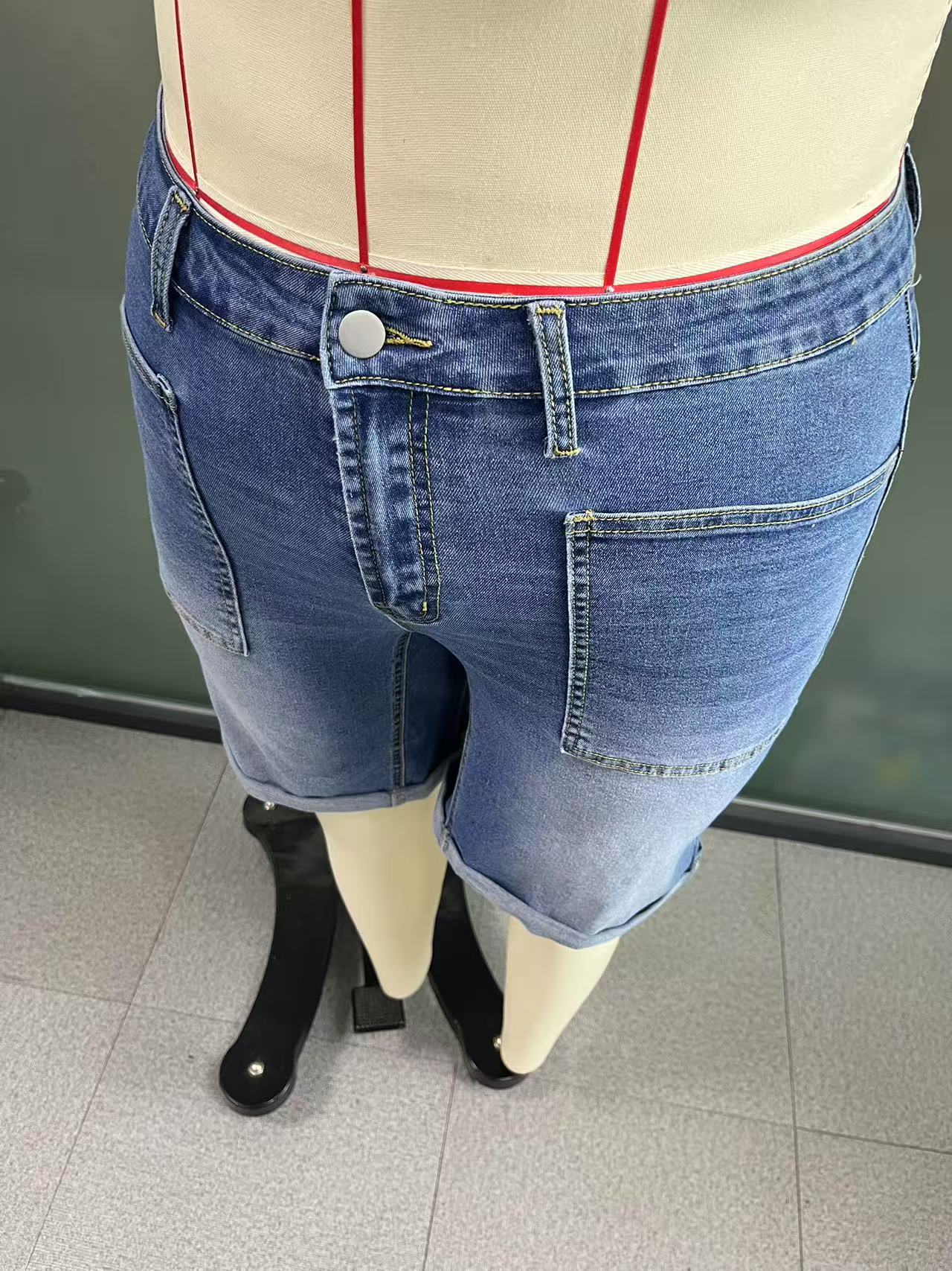 Comfort Stretch Mid-Rise Bermuda Straight-Leg Denim Shorts Comfort Stretch Mid-Rise Bermuda Straight-Leg Denim Shorts