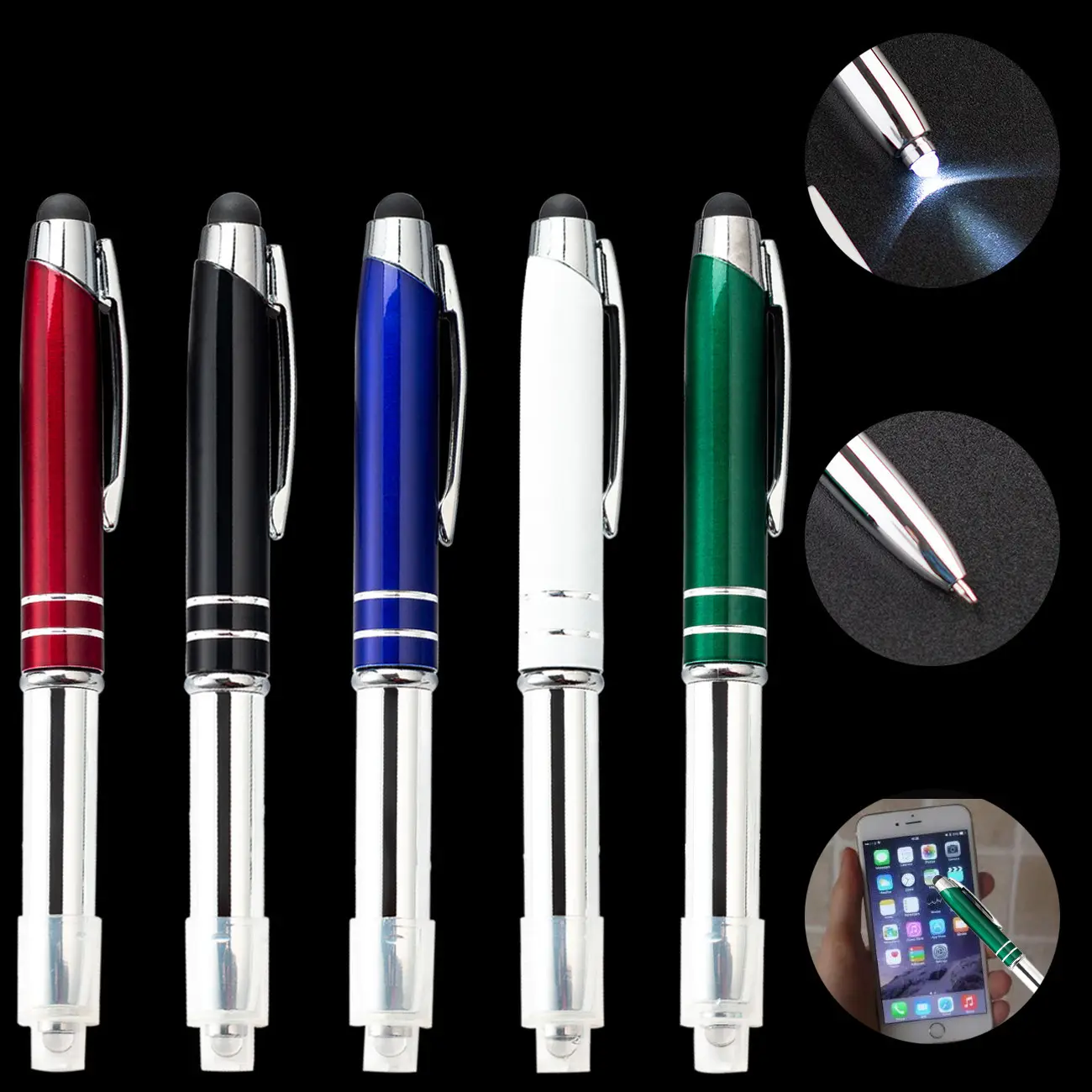Multifunctional Metal Touch Screen Capacitive Stylus LED