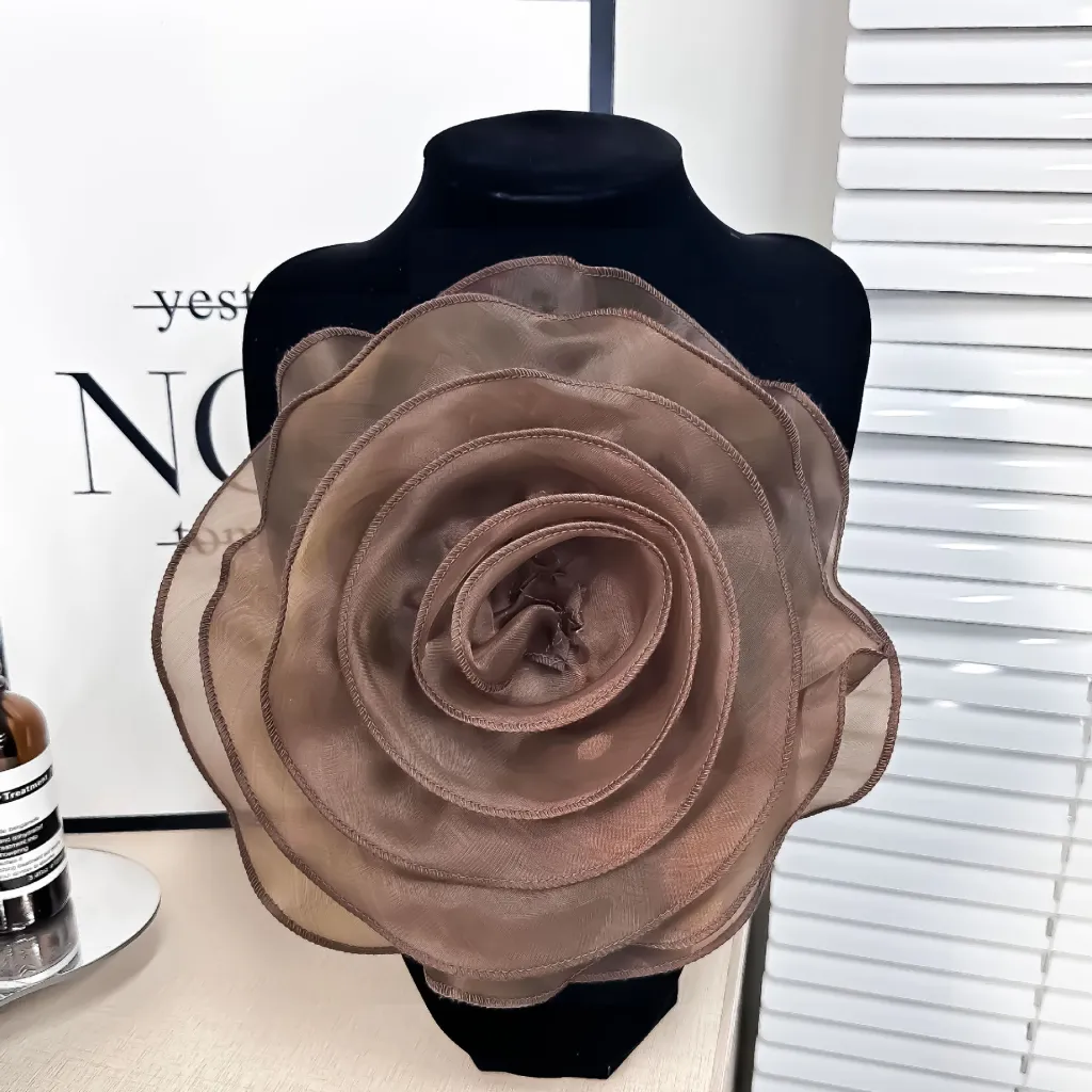 Simple Three-dimensional Flower Decoration Dress Removable Corsage - Plus Size Brown