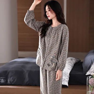 Fashion Women's Loose All Cotton Pajamas Suit