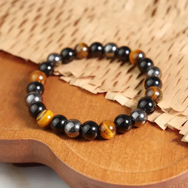 Woven Rope Double-Strand Natural Tigers Eye Bracelet