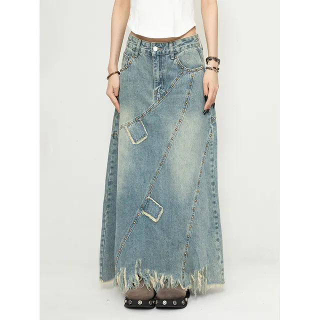 Women's Denim Skirt Long A Line Skirt Blue - Shop at LoveMi