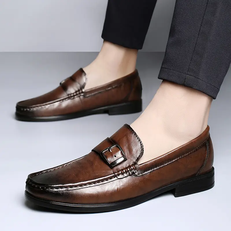 Men's Plus-Size Business Formal Slip-On Leather Shoes