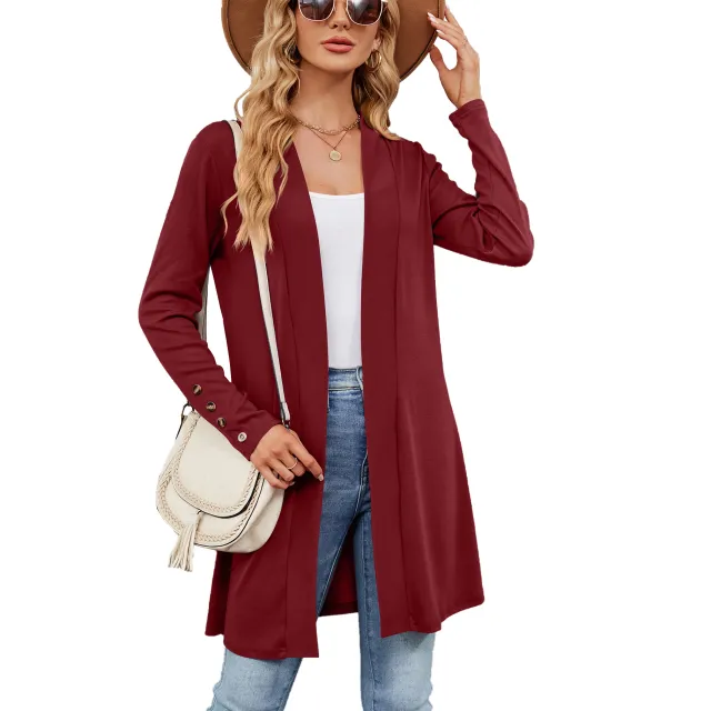 Loose Long Sleeve Cardigan Knitted Coat Women Red - Shop at LoveMi