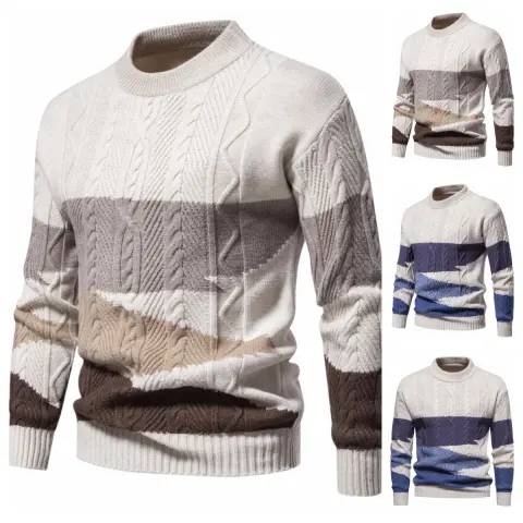 Knitwear Men's American Retro European Size Color Matching Casual