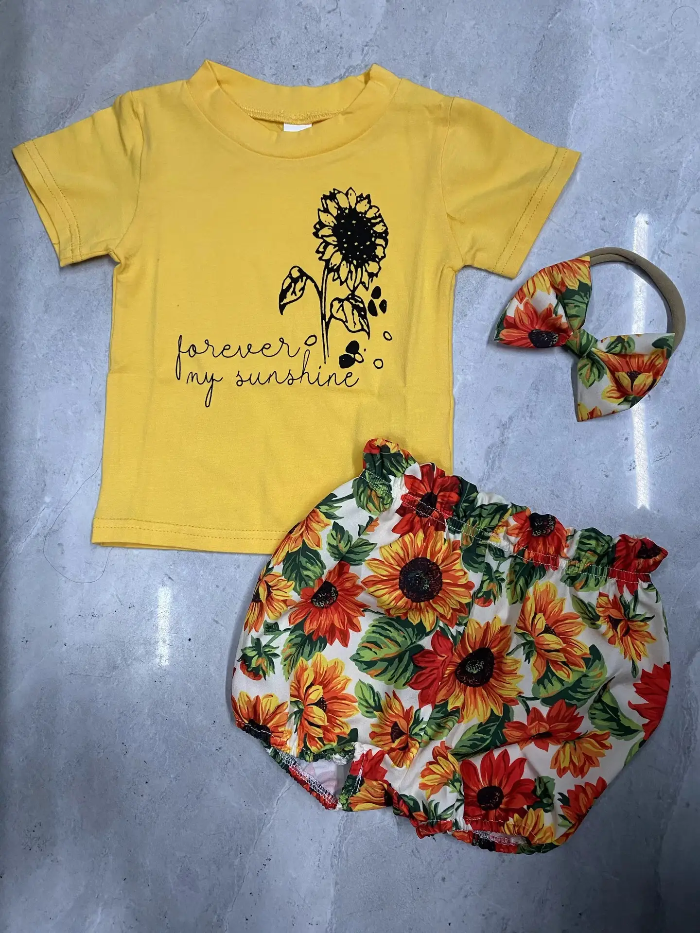 Girls' Flower Shorts 3-piece Set