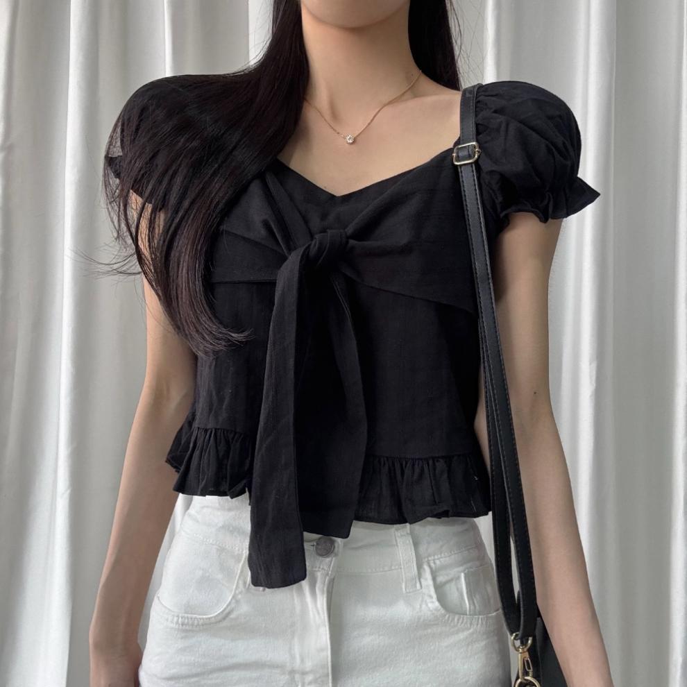 Bow-tied Ruffled Frill Puffed-sleeve Shirt 17 59c23cb0 305c 4265 adff 014b80151a73