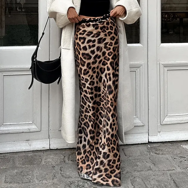 Leopard Print Satin Fishtail Skirt Skirt Leopard Print - Shop at LoveMi