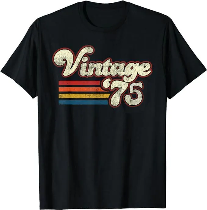 Women's Top 1975 Printed Colored Cotton T-shirt - 4 Colored Cotton Black