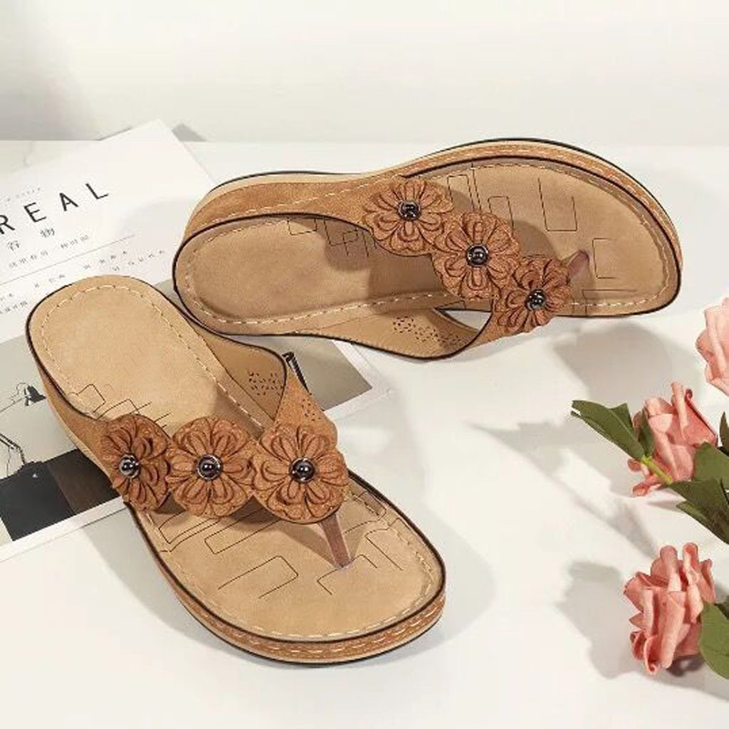 Title 5, Vintage flower round toe casual women sandals, ...