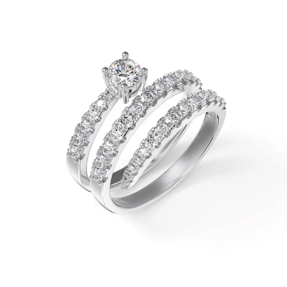 S925 Sterling Silver Ring Spiral Design Zircon Inlaid Personality - Platinum