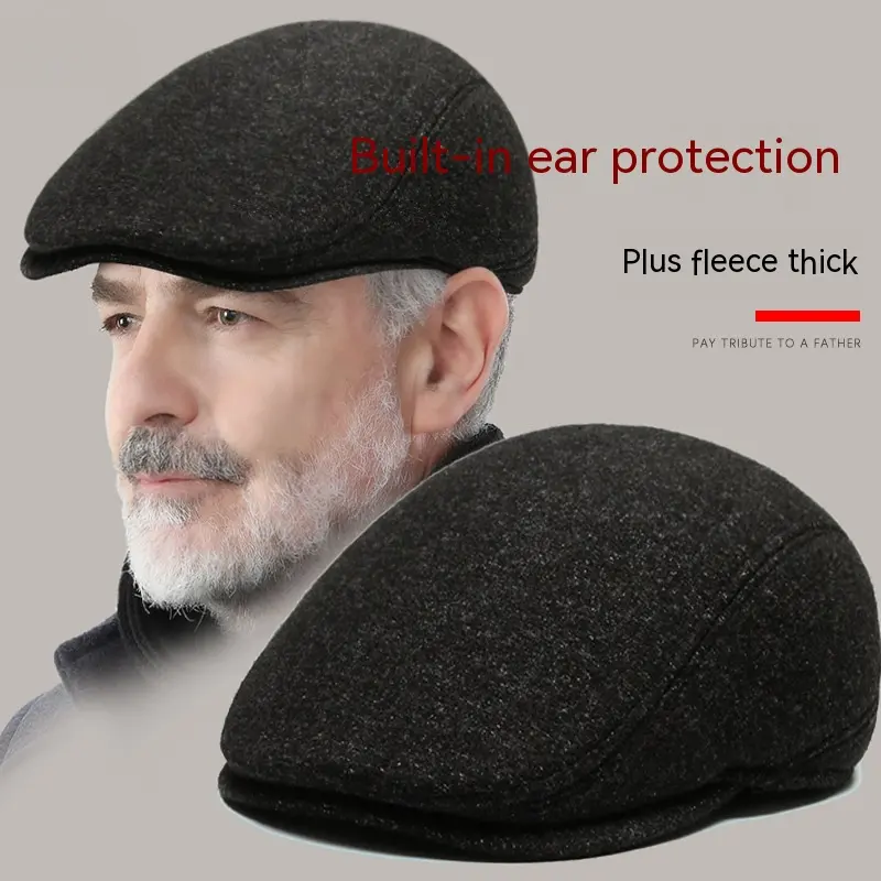 Outdoor Cycling Warm Short Brim Beret Middle-aged