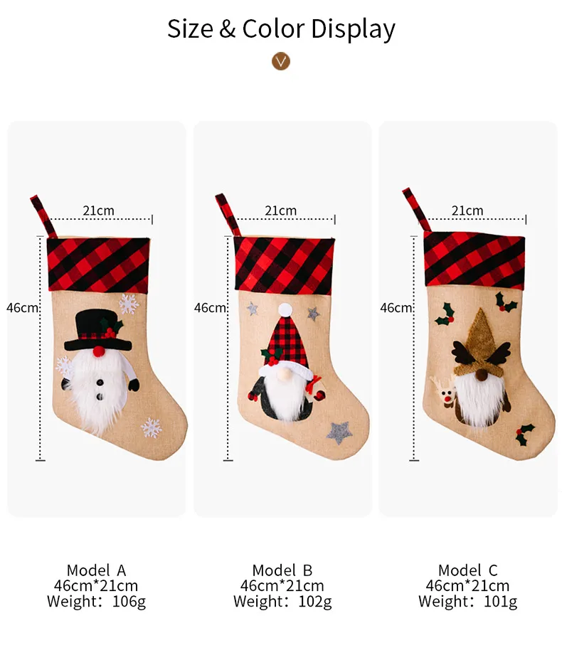 Christmas Decorations Red And Black Plaid Affixed Cloth Embroidered Window Pendant – image 9