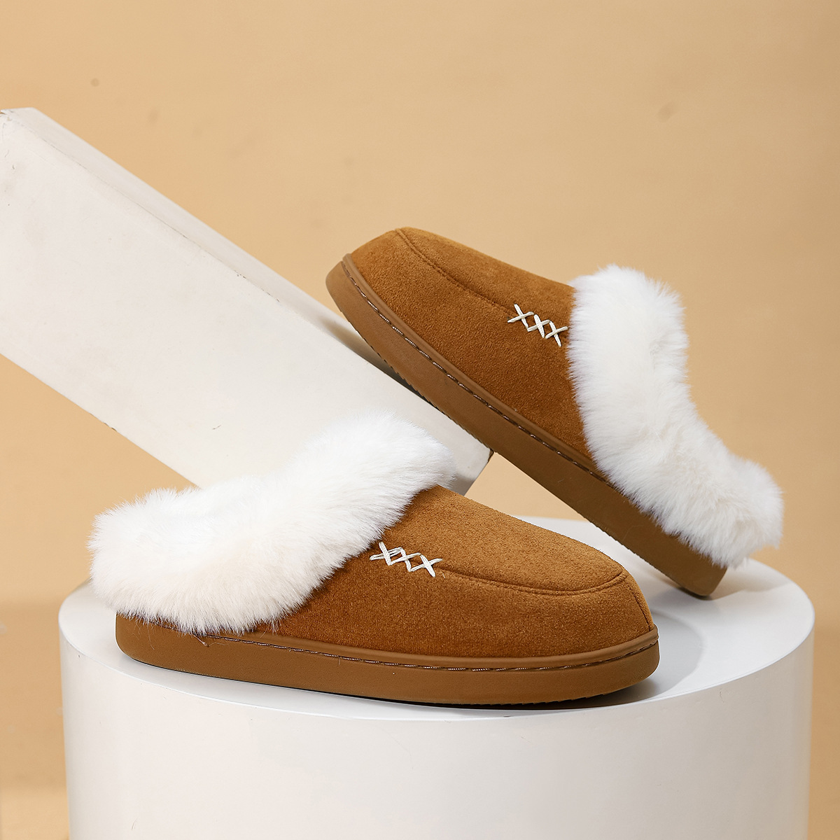 Fluffy Home Warm Non Slip Cotton Slippers