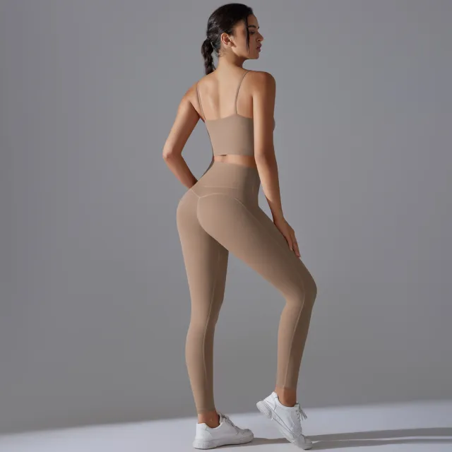 High intensity Fitness Pilates Running Sports Sling Top Suit Cocoa Color - Shop at LoveMi