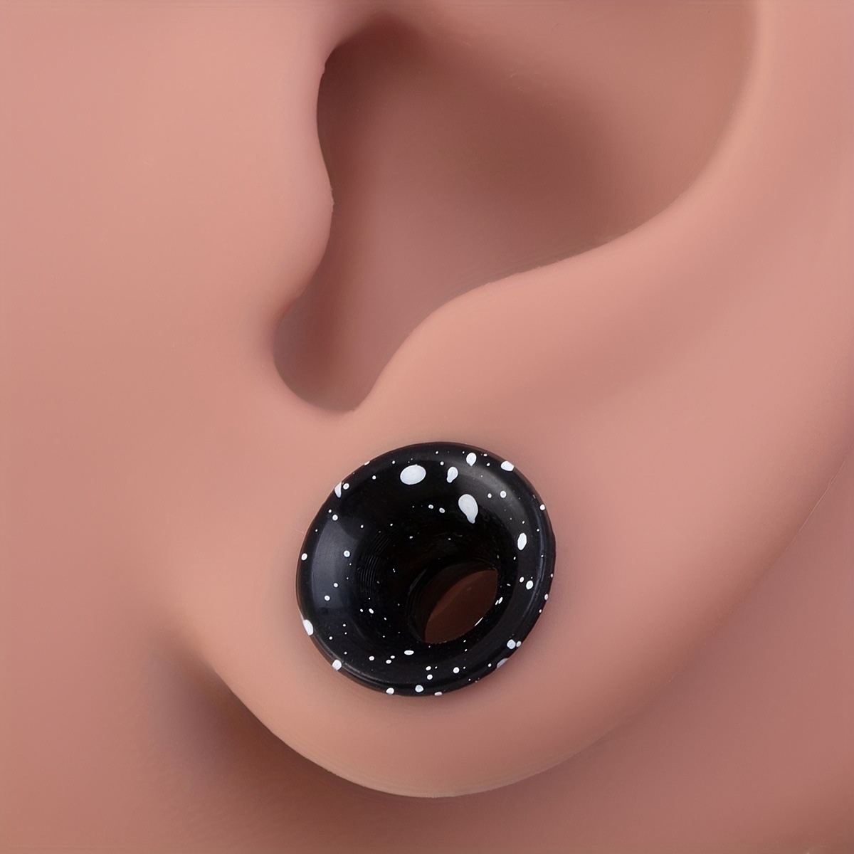 6-piece Silicone Auricle Piercing Jewelry Double Horn Black And White Ear Extender