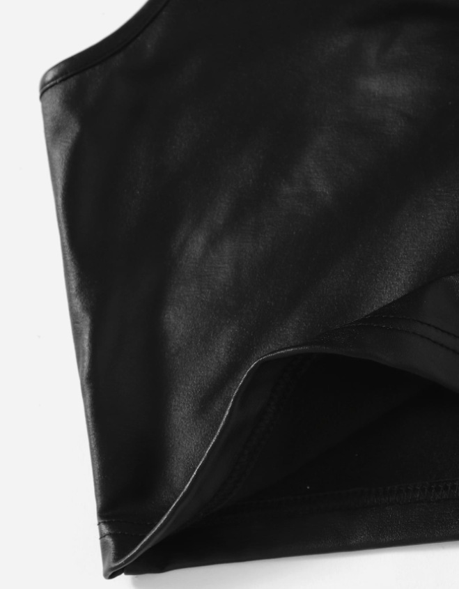 Patent Leather Irregular Shoulder Vest Women's Clothing