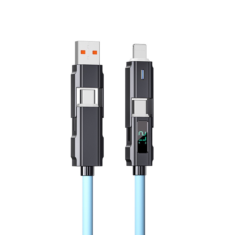 Super Fast Charge 100W PD 2-in-2 Silicone Data Cable with LED Digital Display - 第 9/23 張圖片