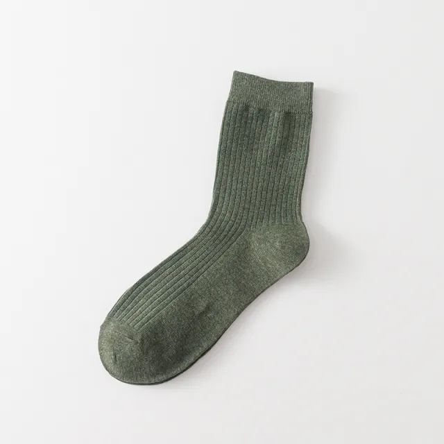 Strip Mid calf Length Men's Socks All match Solid Color Vertical Bar Army Green - Shop at LoveMi