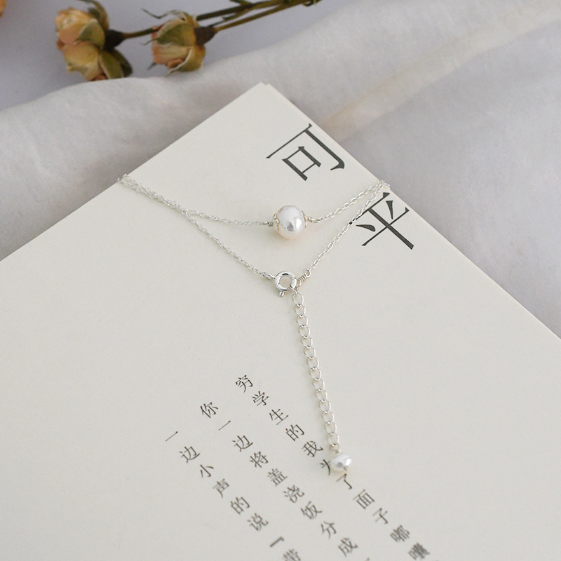 Short Pearl Necklace 925 Silver Necklace Simple Japanese Style Female Gift