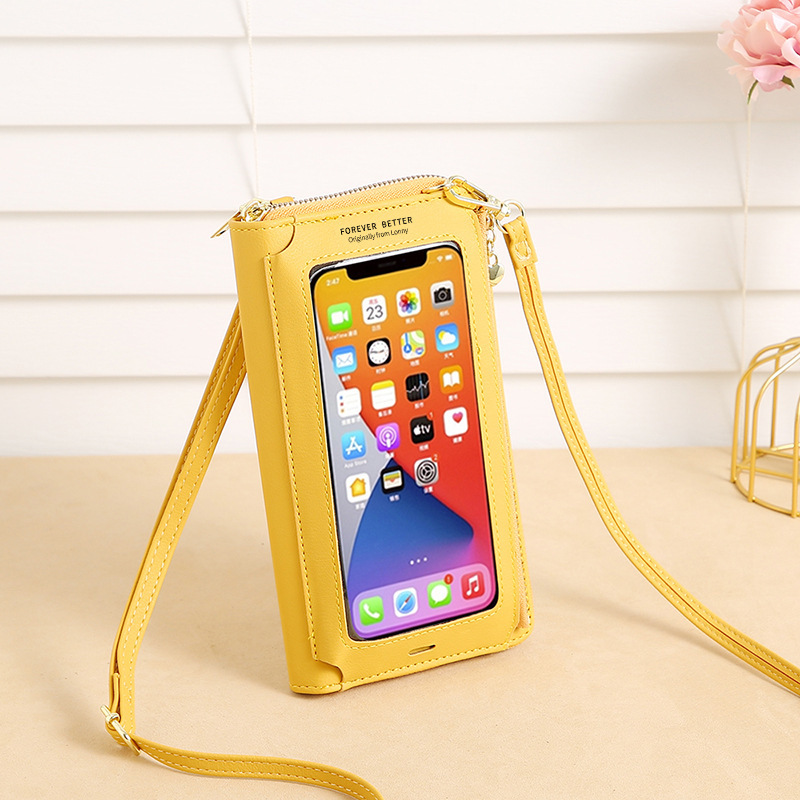 Women's Touch Screen Phone Bag Crossbody Transparent Mini Yellow - Shop at LoveMi