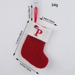 Red Letter Wool Knitted Christmas Stockings Pendant Ornament - P - View 1