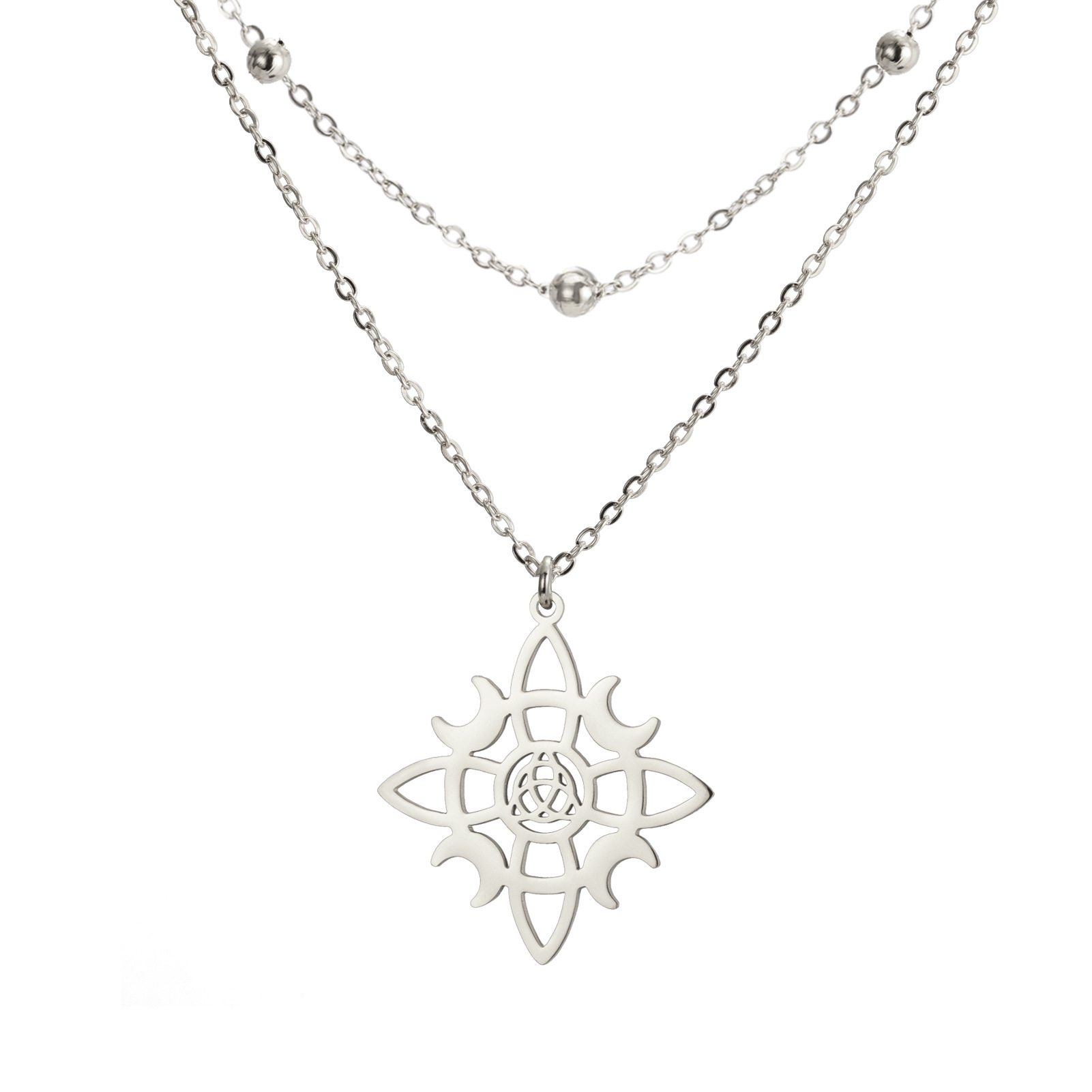 Women's Witch Knot Moon Stainless Steel Necklace