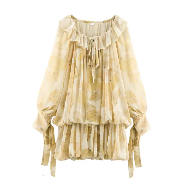 Fashion Casual Printing Short Dress Yellow - Shop at LoveMi
