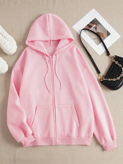 Zip-Up Drawstring Thermal-Lined Hoodie