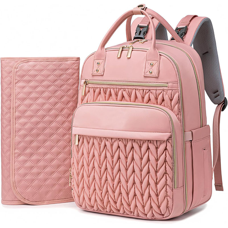 Large-Capacity Fashionable Waterproof Baby Travel Backpack With Diaper Changing Pad 5