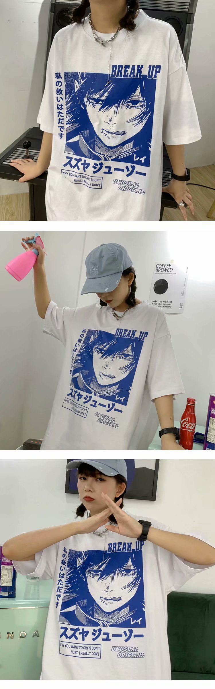 Title 4, Two-dimensional short-sleeved anime printed sal...