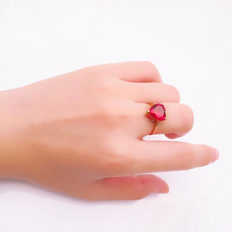 Title 6, 18K Color Gold Love Set Red Stone Ring