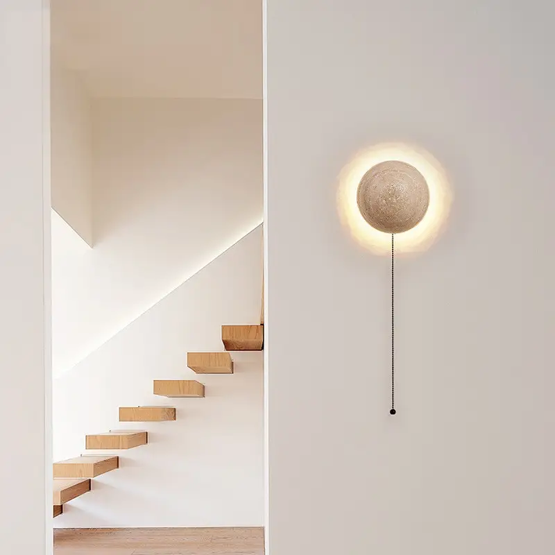 Semicircle Yellow Cave Stone Wall Lamp Aisle Stairs Bedroom Bedside Decorative Lamp