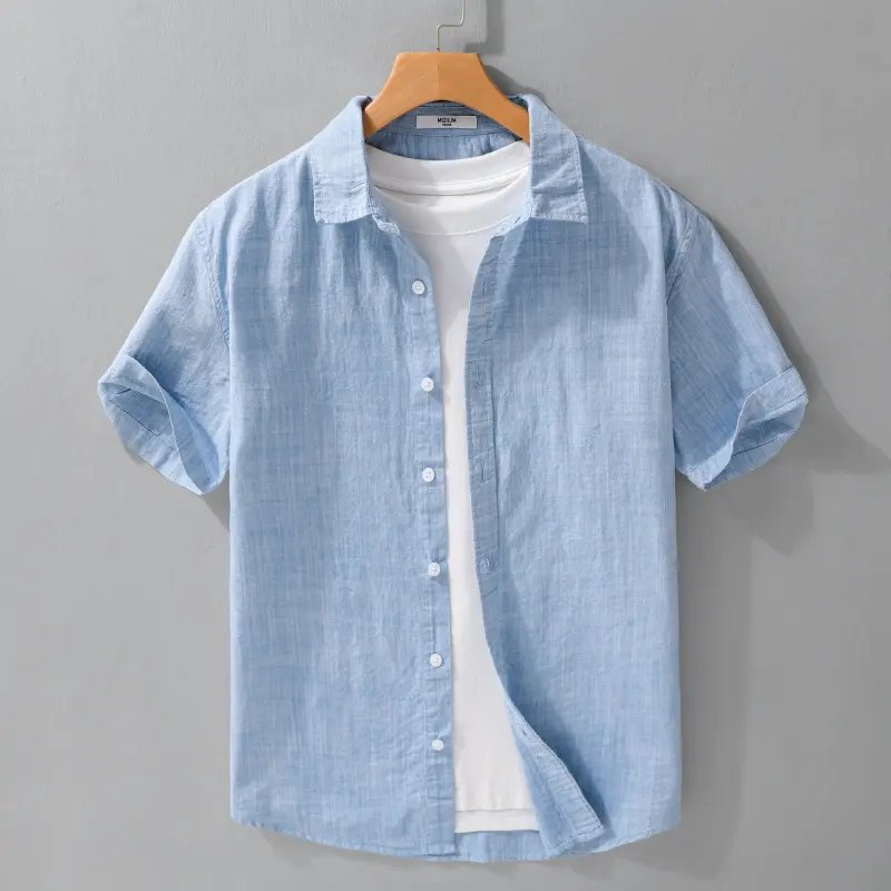 Summer Mens Clothing Simple Versatile Short-sleeve Shirt