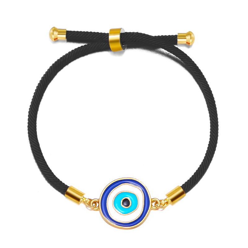 Evil Blue Eyes Alloy Oil Dripping Devil's Eye Diamond-embedded Pull Bracelet