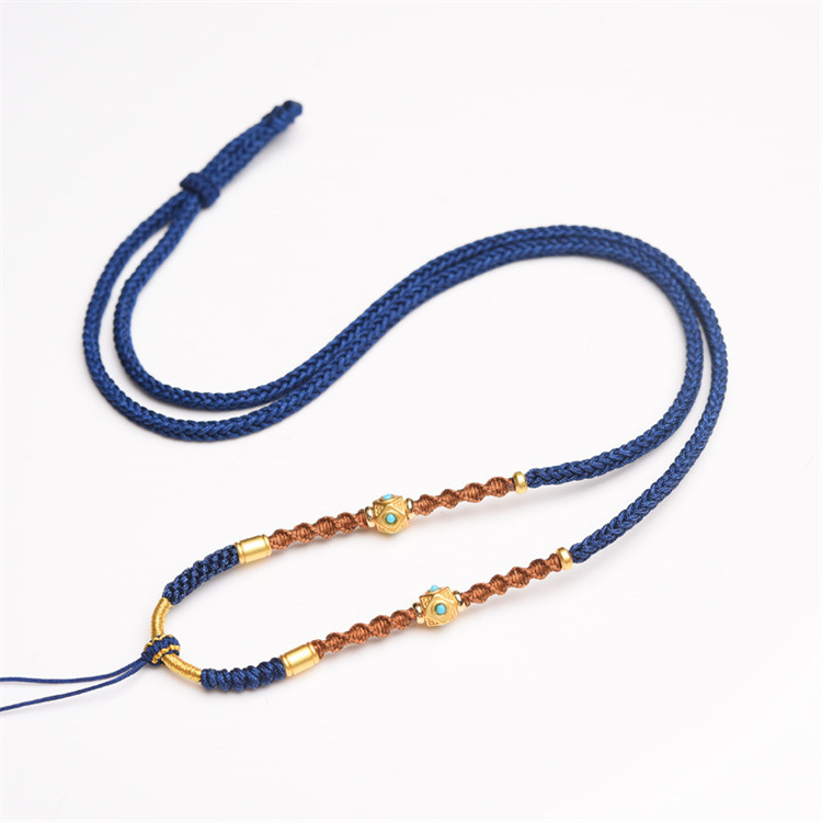 Handmade Pendant Braid Lanyard Emerald Round Jade Pendant Necklace Rope Men And Women
